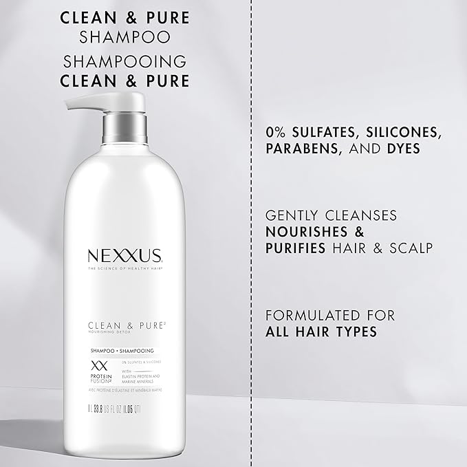 Nexxus Clean and Pure Clarifying Shampoo, With ProteinFusion, Nourished Hair Care Silicone, Dye And Paraben Free 33.8 oz-BrightBean Baby