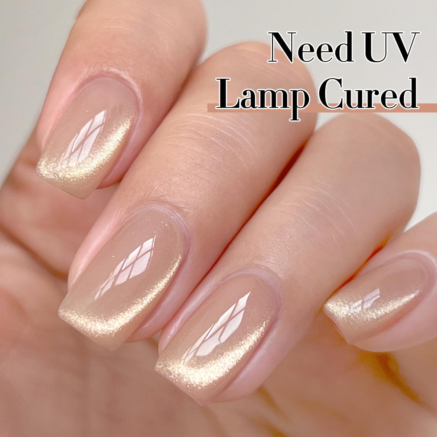 Double Rhythm Cat Eye Gel Polish with Magnet 15ML Ice Glass Holographic Glitter Shimmer Translucent Sheer Color Salon Soak Off Magnetic at Home (Milky Nude-MC1121)-BrightBean Baby