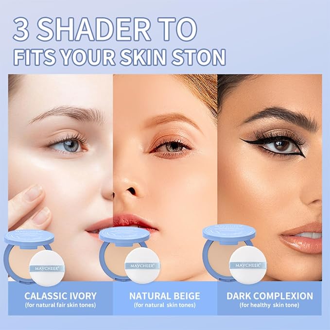 Oil Control Face Pressed Powder,Matte Smooth Setting Powder Makeup,Waterproof Long-Lasting Makeup Setting Powder,Oil Control Flawless Finish,Lightweight,Residue-Free (01 CALASSIC IVORY)-BrightBean Baby