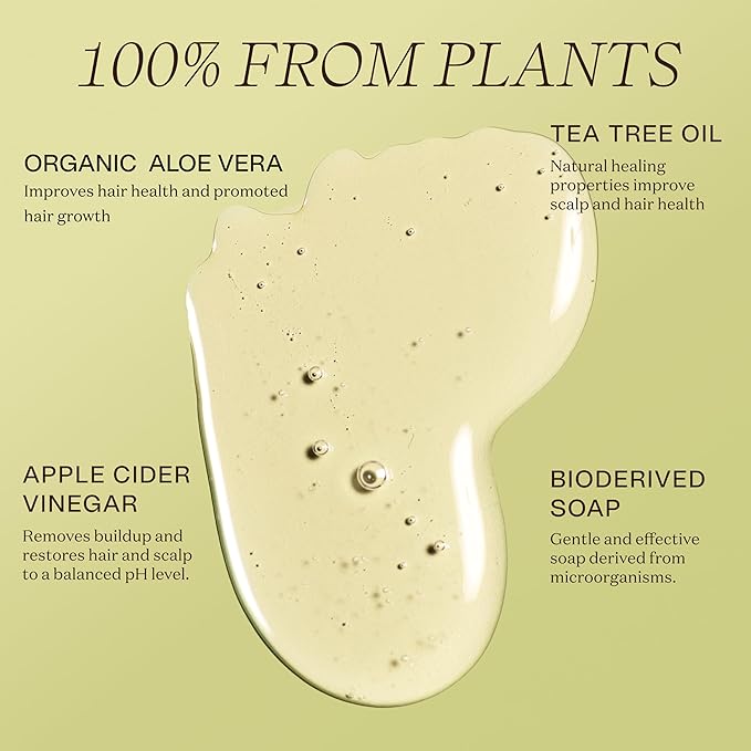 Non Toxic Vegan Shampoo with Organic Ingredients, Apple Cider Vinegar & Tea Tree Oil - Sulfate Free, Color Safe, Paraben Free, Gluten Free, Cruelty Free, pH Balanced-BrightBean Baby