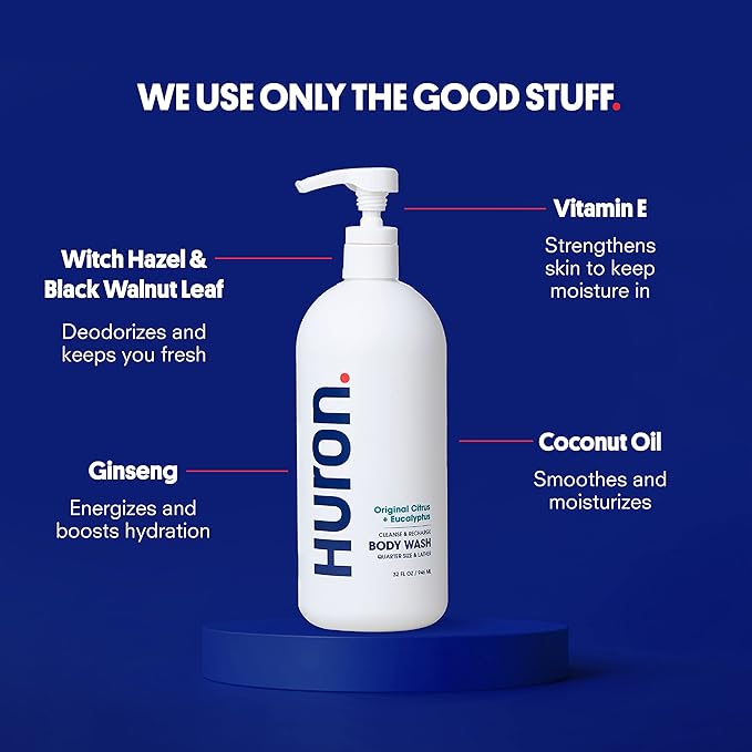 Huron Men's Moisturizing Body Wash - Crisp Citrus, Eucalyptus, Mint, Aromatic Greens - 32 fl oz-BrightBean Baby