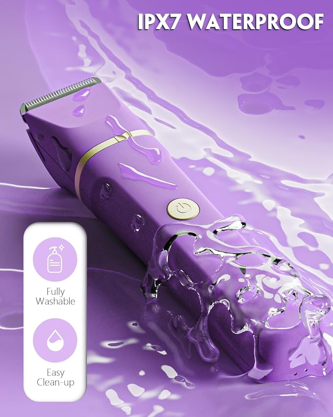 Bikini Trimmer 3 in 1 Electric Razor for Women - IPX7 Waterproof Wet & Dry Body Shaver, Pubic & Facial Hair Remover with Ceramic Blade, USB Rechargeable Dock & Gift Ready