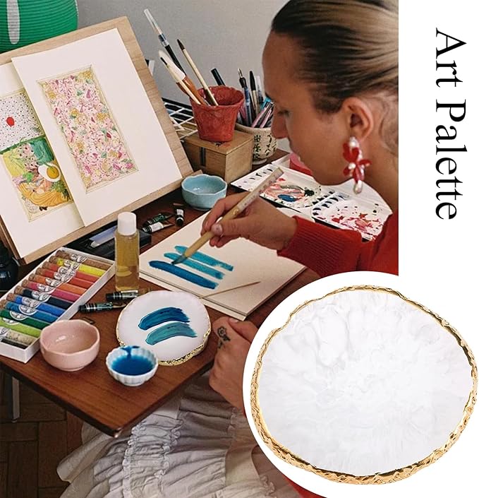22 Pack Resin Art Palette, Makeup Mixing Palette, Gold Edge Nail Art Tool Gel Design Nail Art Makeup Mixing Tray DIY-BrightBean Baby
