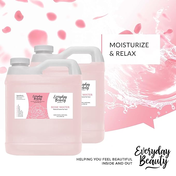 Rose Water Facial Toner Bulk - 64oz Alcohol-Free Vegan All Natural Refreshing Spray Mist for Face and Hair - Uplifts, Calming & Soothing for All Skin Types-BrightBean Baby