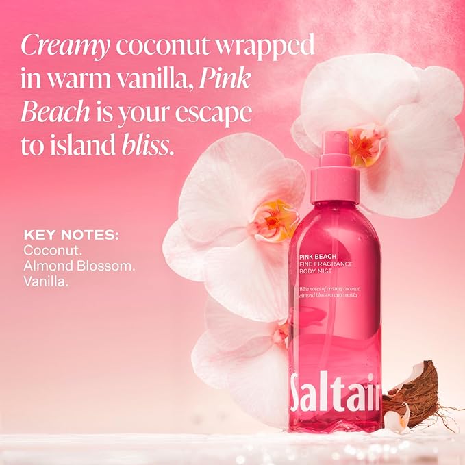 Saltair Body Mist 2 Pack - Fine Fragrance, Lightweight Body Spray Mist with Pink Beach Scent. Long Lasting Perfume Mist. 2x 8oz Bottles-BrightBean Baby