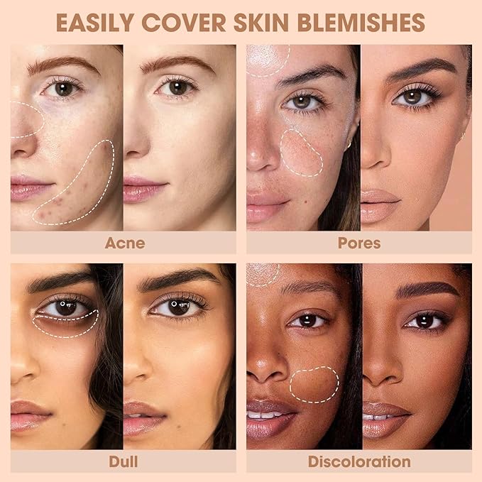 Cream Concealer Full Coverage Makeup, Matte Color Correcting Concealer with Brush, Waterproof, Conceals Blemish, Pores and Spots, Under Eye Makeup Concealer for Dark Circles (#02 LIGHT CREAM)-BrightBean Baby