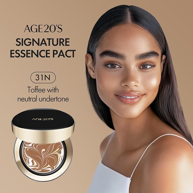AGE20'S Signature Essence Pact SPF 50+ | Pack of 1 | 31N TOFFEE | Cream Foundation, Dewy Finish, Natural Coverage | Korean Cushion Foundation-BrightBean Baby