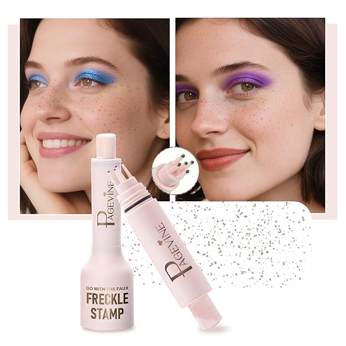 Freckle Stamp - Freckle Pen Waterproof, Long Lasting Fake Freckles, Quick Dry 5-Point Faux Freckles Stamp Cushion Stain Marker in One Press Natural and Lifelike Sunkissed Pencil Tool Makeup (#1-Light)-BrightBean Baby