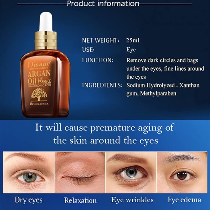 Argan Oil Eye Essence Hyaluronic Acid Anti-Wrinkle Anti-Aging Remove Eyes Pouch 25ml/0.88fl.oz-BrightBean Baby
