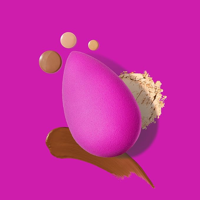 Beautyblender® | Electric Violet Beauty Blender Makeup Sponge, Super-Soft Foam Easily Blends Foundations, Powders & Creams, Made in USA, Reusable, Washable, Streak Free Application, Vegan-BrightBean Baby