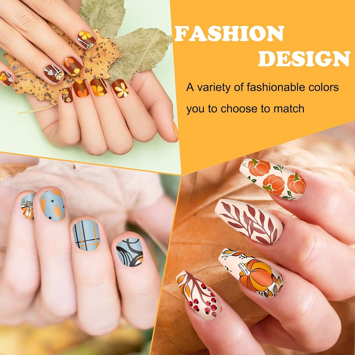 Whaline 6Pcs Fall Nail Plates Stamping Set Pumpkin Leaves Stamp Templates Nail Art Plates for Autumn Harvest Thanksgiving DIY Print Manicure Salon Design-BrightBean Baby