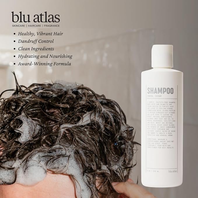 Blu Atlas Men's Natural Shampoo – Organic, Sulfate-Free, Paraben-Free – Deep Cleansing & Hydrating – Santal Cedar Scent – Made in America – 8 oz-BrightBean Baby