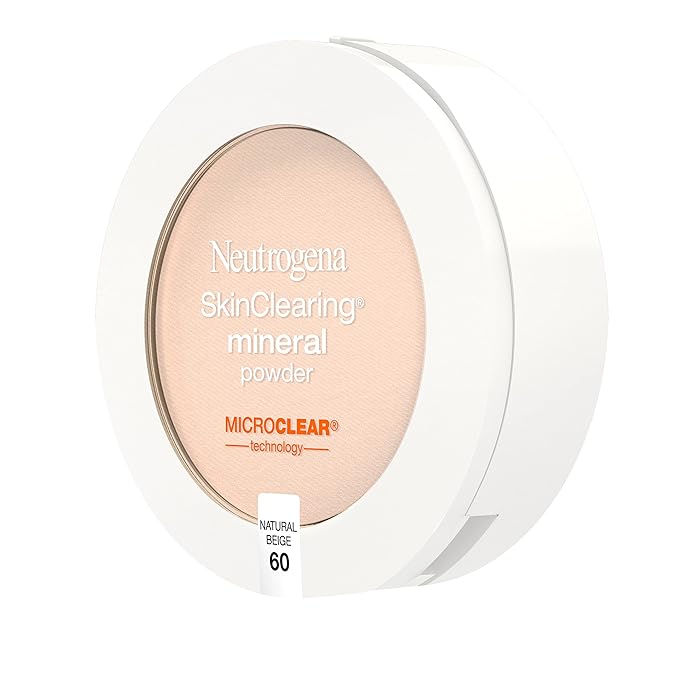 Neutrogena SkinClearing Mineral Acne-Concealing Pressed Powder Compact, Shine-Free & Oil-Absorbing Makeup with Salicylic Acid to Cover, Treat & Prevent Breakouts, Natural Beige 60,.38 oz (Pack of 2)-BrightBean Baby