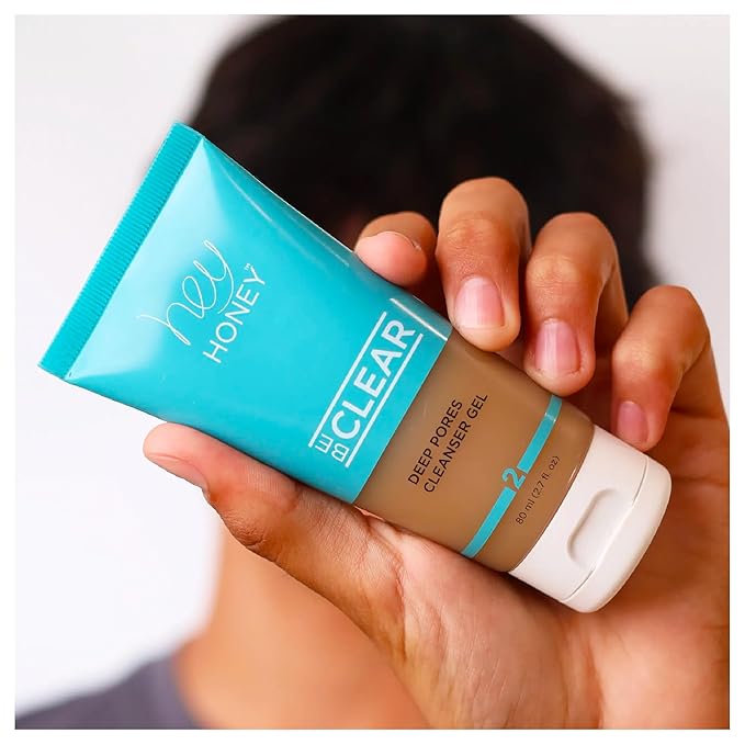 Hey Honey Skincare Be Clear - Acne Control Deep Pores Cleansing Gel | Propolis, Green Tea Oil, Camellia | Exfoliates, Unclogs Pores, Balances Oil Production | Fast Acting & Long Lasting | 2.7 Oz-BrightBean Baby