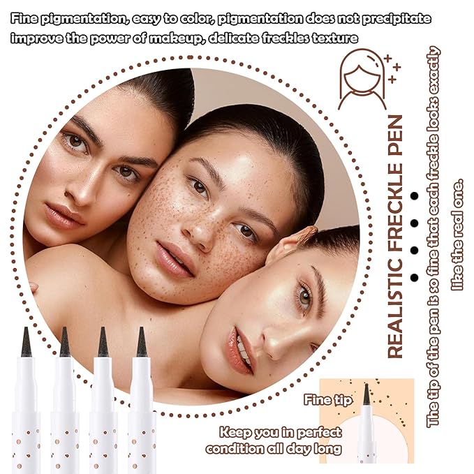 4 Colors Freckle Pen,Waterproof Freckle Makeup Pen,Lightweight Long Lasting Quick Dry Dot Spot Makeup Pen - Light Brown,Natural Coffee,Chestnut,Dark Brown-BrightBean Baby