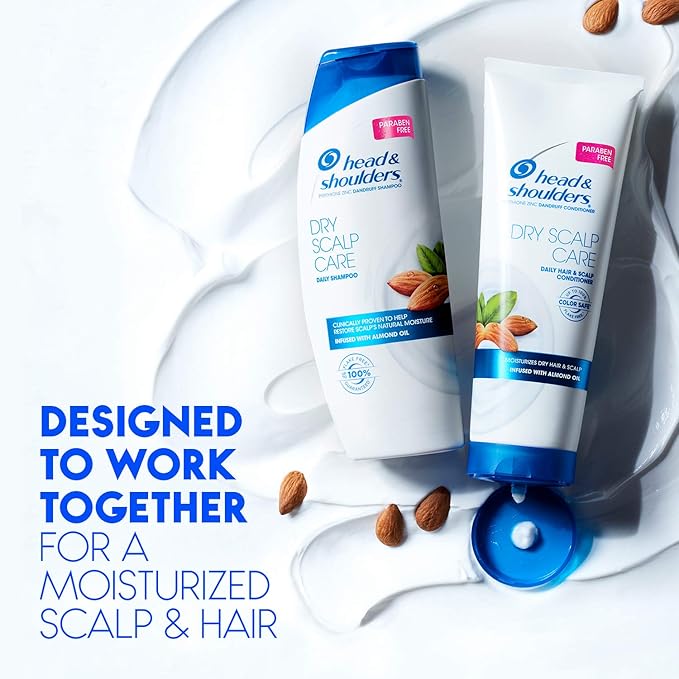 Head & Shoulders Shampoo, Daily-Use Anti-Dandruff Paraben Free Treatment, Dry Scalp Care with Almond Oil, 32.1 fl oz, Twin Pack-BrightBean Baby