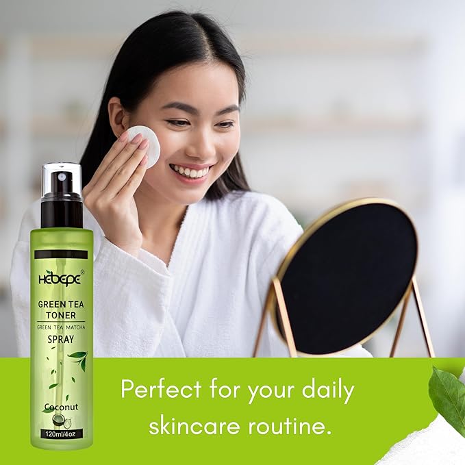 Green Tea Matcha Facial Toner Mist with Coconut Water, Refreshing, and Soothing Face Toner, with Jojoba Oil, Castor Oil, Snail Filtrate,120ml-BrightBean Baby