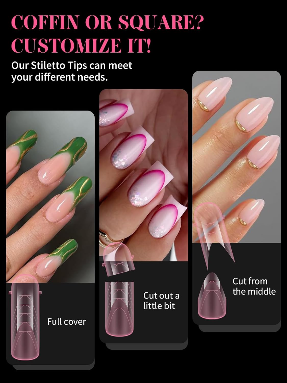 EBANKU Dual Nail Forms for Poly Extension Gel, 120 PCS Pink Nail Molds Reusable 12 Sizes Nail Extension Forms for Builder Gel Manicure Design Salon DIY-BrightBean Baby