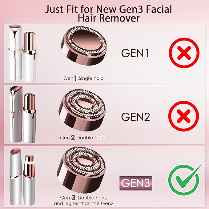 Gurelax Replacement Heads for Flawless Finishing Touch Facial Hair Remover, Gen 3 Replacement Blades for Women, New Version 18K Gold Replacement Blades Refill (2pcs)
