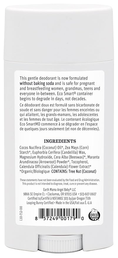 Earth Mama Simply Non-Scents Deodorant | Fragrance-free + Safe for Sensitive Skin, Pregnancy and Breastfeeding, Contains Organic Calendula and Coconut Oil, No Baking Soda or Aluminum, 2.65-Ounce-BrightBean Baby