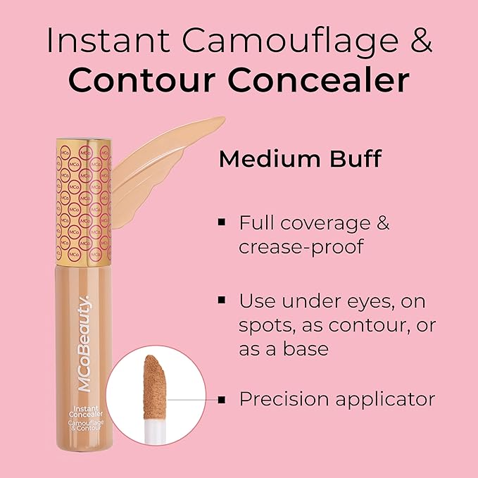 MCoBeauty Instant Concealer Camouflage & Contour, Medium Buff, Perfecting Contour with Flawless Coverage, Vegan, Cruelty Free Cosmetics-BrightBean Baby