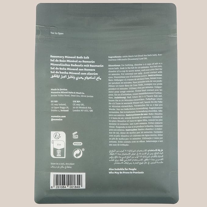 Dead Sea Salts for Soaking - Relaxing Salt Bath Soak for Body Rejuvenation - Natural Mineral Salts - Coarse Dead Sea Salt Bath Salts for Women & Men w/Rosemary Essential Oil (2.2lb)-BrightBean Baby