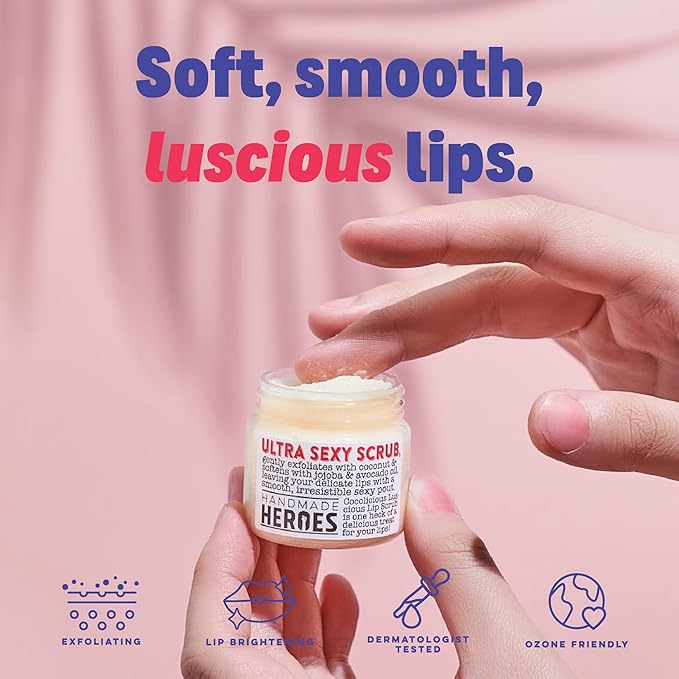 100% Natural Lip Scrub for Soft, Smooth Lips, Vegan Lip Scrub Gentle Exfoliator for Chapped and Dry Lips. 2 pc Coconut Lip Exfoliator Set lip exfoliator.-BrightBean Baby