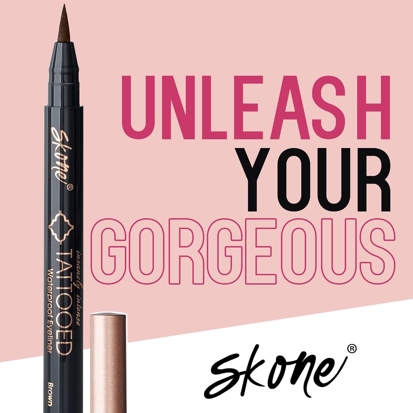 Skone Cosmetics Insanely Intense Tattooed Eyeliner Pen - Waterproof Liquid Eyeliner, Long Lasting, Sweat Proof, Smudge Proof Felt Tip Liquid Eyeliner - Pigmented Eye Liner Makeup - Brown (0.07oz)-BrightBean Baby