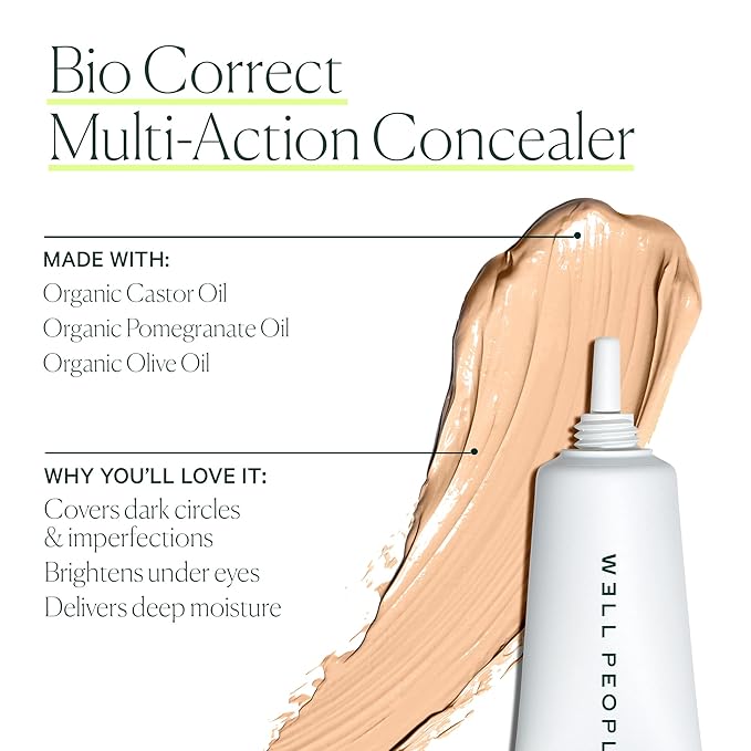 Well People Bio Correct Concealer, Full-coverage, Nourishing Liquid Concealer For Concealing & Correcting, Hydrating Formula, Vegan & Cruelty-free, 4W-BrightBean Baby