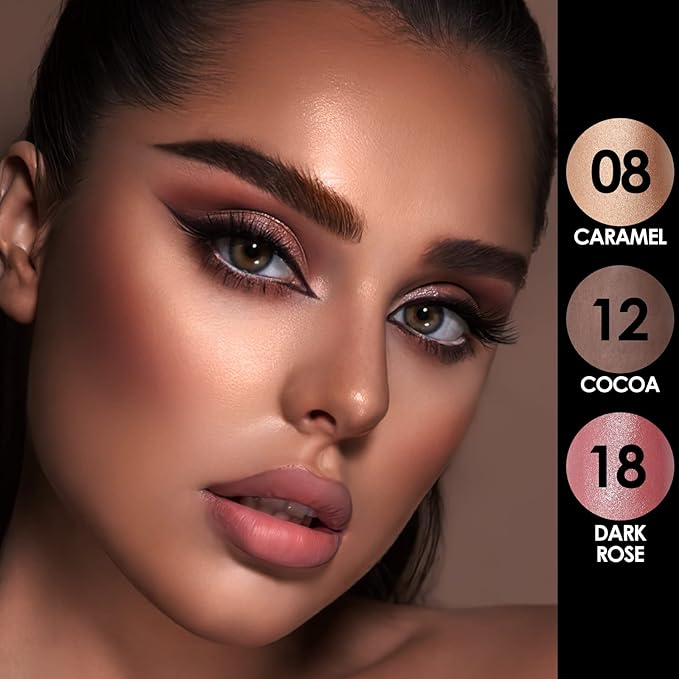FOCALLURE 3 Pcs Cream Contour Sticks,Shades with Highlighter & Bronzer & Blush,Non-greasy Long-wear Face Contouring Pen,Easy to Sculpt the Face and Create a Lightweight Finishing Makeup,MEDIUM-DEEP-BrightBean Baby