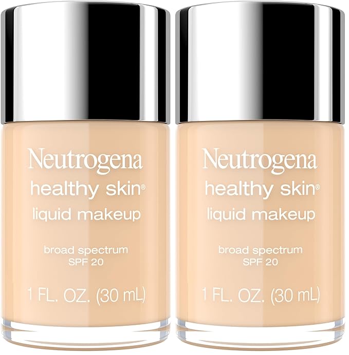 Neutrogena Healthy Skin Liquid Makeup Foundation, Broad Spectrum SPF 20 Sunscreen, Lightweight & Flawless Coverage Foundation with Antioxidant Vitamin E & Feverfew, Natural Beige, 1 fl. oz (Pack of 2)-BrightBean Baby
