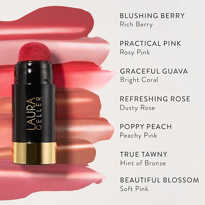 LAURA GELLER NEW YORK Serum Blush Tint, Lightweight Liquid Blush for Cheeks, Weightless Watercolor Sheer Finish, Poppy Peach-BrightBean Baby