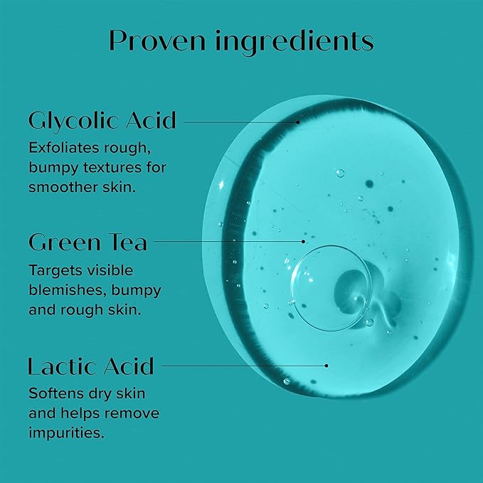 Medix 20% Glycolic Acid Booster + Exfoliating Body Wash Cleanser Skin Care 2PC Set | AHA Exfoliant Body Wash + Body Serum Both Refine + Soften Dead Dry Skin, Bumps, Wrinkles, & Fine Lines, Bundle-BrightBean Baby