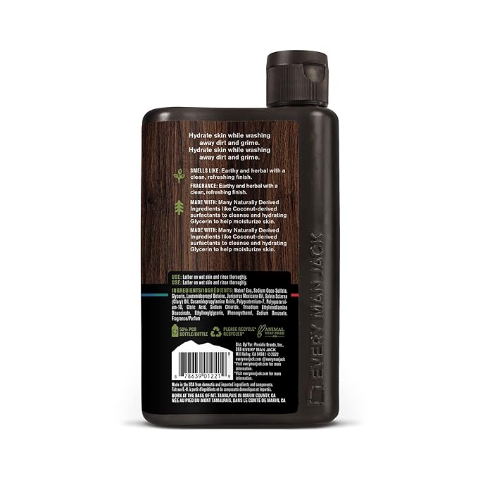 Every Man Jack Hydrating Body Wash for all skin types - Juniper Sage fragrance - Naturally Derived Ingredients - Cleanse, Nourish, and Hydrate Skin -Paraben Free, Phthalate Free, Dye Free-13.5oz - 2pk-BrightBean Baby