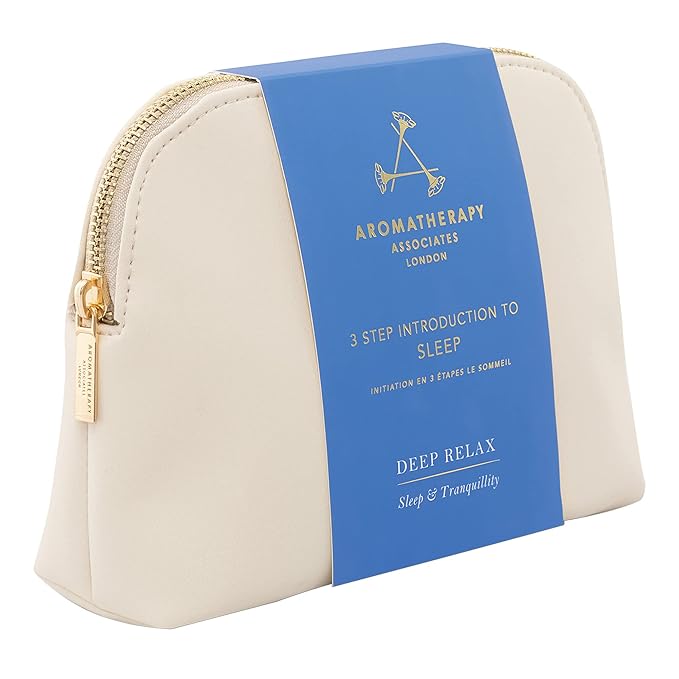 Aromatherapy Associates 3 Step Introduction to Sleep. Luxurious Gift Set Includes Deep Relax Bath and Shower Oil, Sleep Mist and Body Butter in a Vegan Leather Travel Bag (1 count)-BrightBean Baby