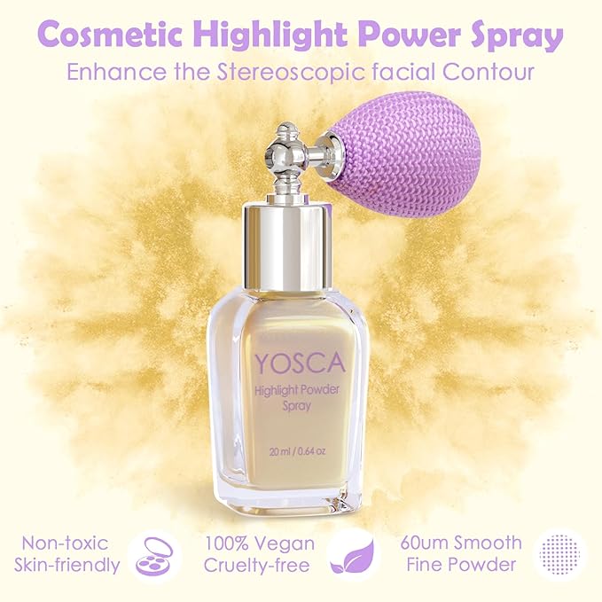 Highlighter Powder Spray, 20ML Cosmetic Grade High Gloss Body Shimmer Powder Fairy Dust Highlighter Sparkle Face Makeup Setting Magic Diamond Glitter Spray Shimmer Face Body Skin Hair Clothes-BrightBean Baby