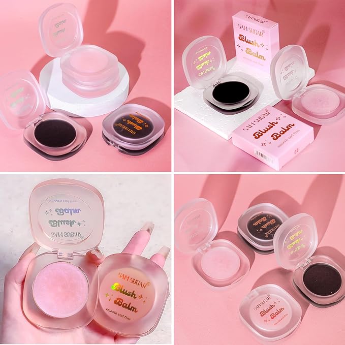 Cream Blush Makeup, Natural Pink/Black Glossy Face Blusher, Color Changing Cream Blush for Cheek and Lip Tint, Blendable Formula, Matte and Dewy Finish Lightweight Blush Makeup (Black, One)-BrightBean Baby