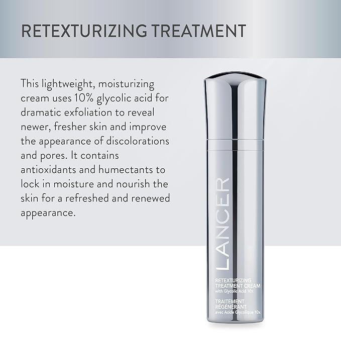 Lancer Skincare Retexturizing Treatment, Daily Moisturizing Cream with 10% Glycolic Acid, 1.7 Fl Oz-BrightBean Baby