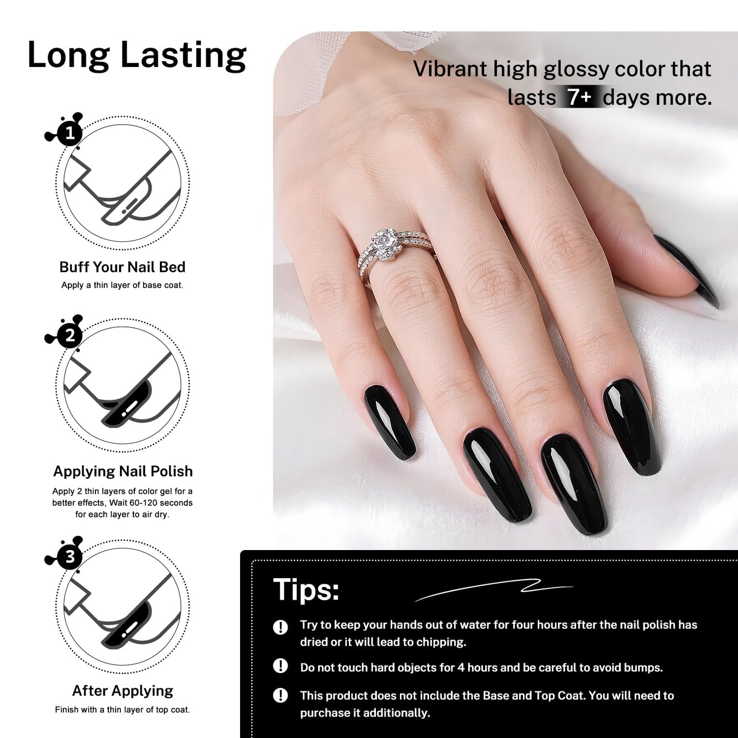 16.5ml Black Nail Polish Large Volume Quick Drying Nail Polish, Fast Drying and Long Lasting Color Nail Art DIY Home Manicure Gift for Women-BrightBean Baby