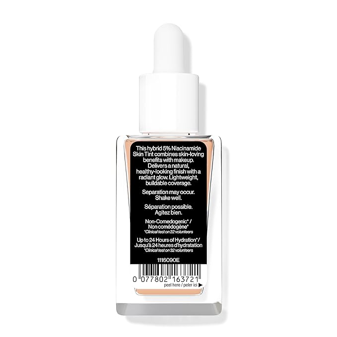 wet n wild Bare Focus Skin Tint, 5% Niacinamide Enriched, Buildable Sheer Lightweight Coverage, Natural Radiant Finish, Hyaluronic & Vitamin Hydration Boost, Cruelty-Free & Vegan - Light-BrightBean Baby