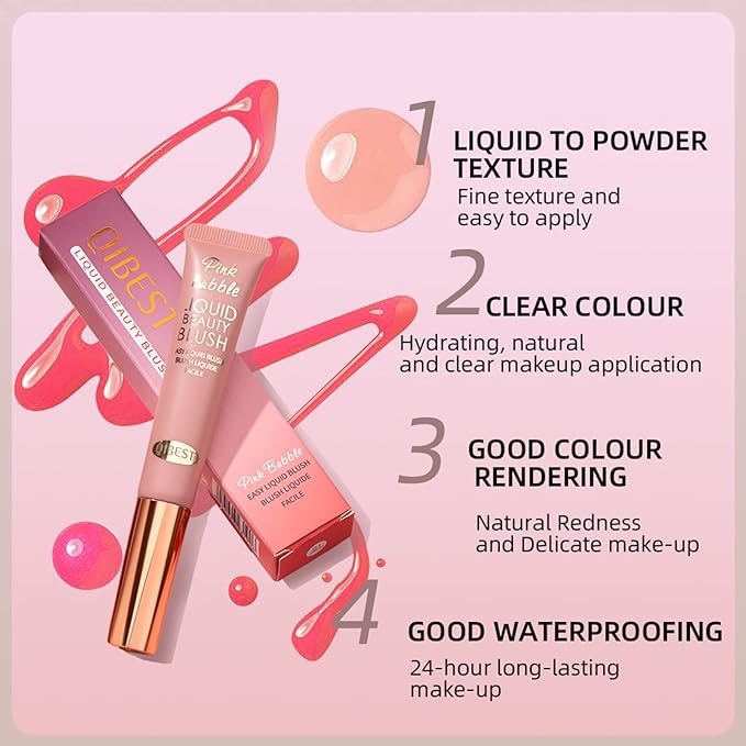Liquid Blush Beauty Wand Matte Cream Blush Stick with Soft Cushion Applicator For Natural Cheek Tint Blendable Lightweight Long Lasting Dewy Finish makeup blush for Face(01 Nude Orange)-BrightBean Baby