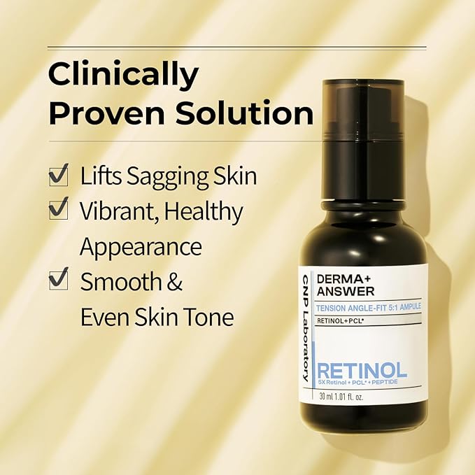 CNP Retinol PCL Eye Treatment Serum (1.01 fl.oz/ 30ml) - DermaAnswer Tension Angle-Fit Ampule, Under Eye Tightening, Firming, Korean Night Skincare, Fine Lines and Dark Circles-BrightBean Baby