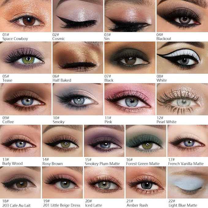Kaely Pressed Single Eyeshadow Makeup, Deep Black Matte Highly Pigmented Monochrome Eye Shadow Palette, Waterproof Neutral Powde Mini Eyeshadow, sombras para ojos, Lightweight Blendable, 04