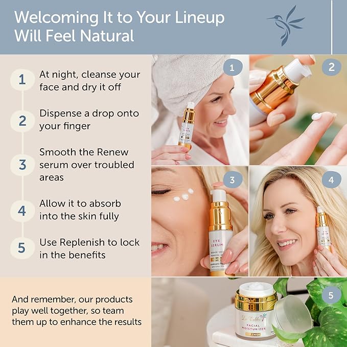 Renew Vegan Under Eye Serum for Dark Circles and Puffiness - Aging Skin Serum for Eye Bags, Fine Lines, Wrinkles, Crows Feet with Borage and Primrose - 0.5 Ounces-BrightBean Baby
