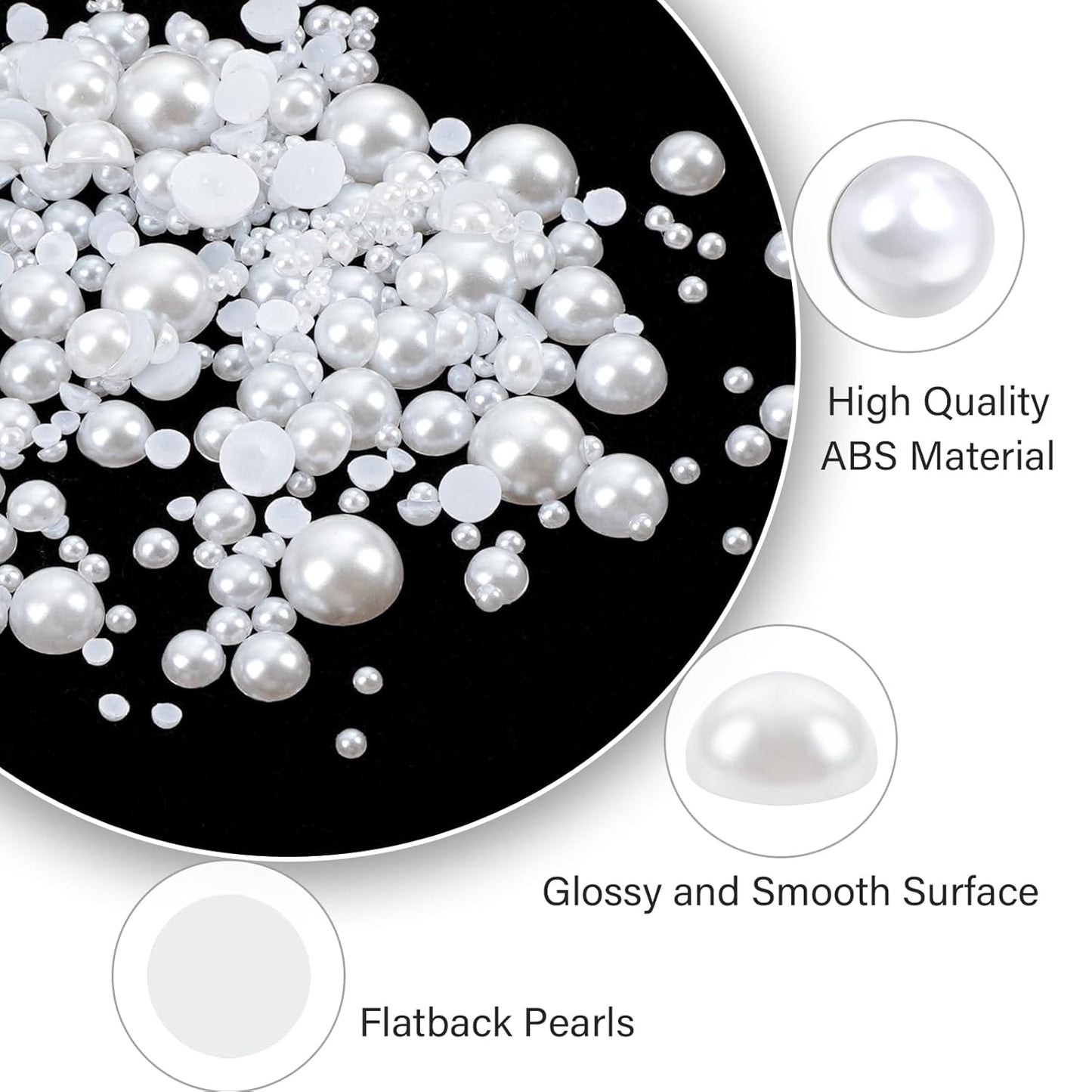 Canvalite Flatback Nail Pearls for Crafting, Multiple Sizes Half Pearls with 5Pcs B7000 Jewelry Glues & Picker Tools Bedazzling Bead for DIY Crafts Clothing Tumblers Shoes Decors Nail Art-BrightBean Baby