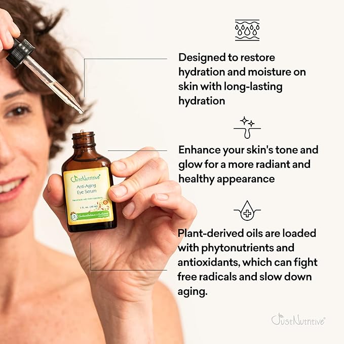 Anti Aging Eye Serum | Hydrating Eye Serum for Younger Complexion | Rapid Wrinkle Repair | Natural and Effective Eye Care | Just Nutritive | 1 Oz-BrightBean Baby