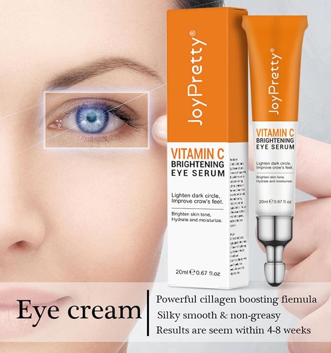 New JoyPretty Vitamin C Brightening Eye Serum,Eye cream,Anti Aging Serum with Vitamin C, Niacinamide and Hyaluronic Acid,Remove for Dark Circles Puffiness Under Eye Bags Fine Line Crow's Feet (3)-BrightBean Baby