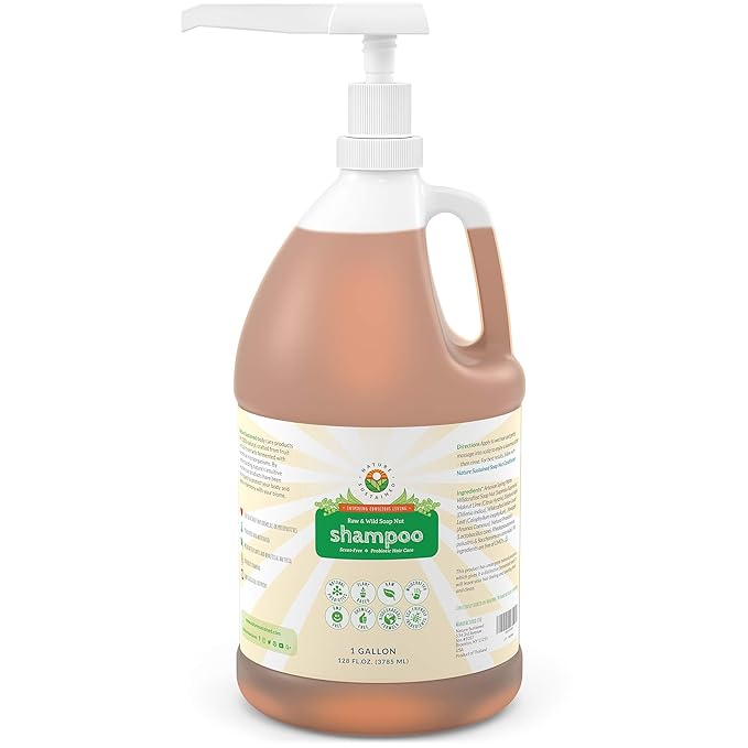Organic Shampoo - Raw & Wildcrafted with Probiotics, Hypoallergenic Natural & Sulfate Free Shampoo for Sensitive Scalp, Dry Hair, Dandruff, Eczema & Psoriasis, Gallon, Original-BrightBean Baby