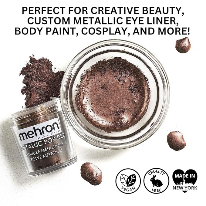Mehron Makeup Metallic Powder (.17 oz) with Mixing Liquid (1 oz) (BRONZE)-BrightBean Baby