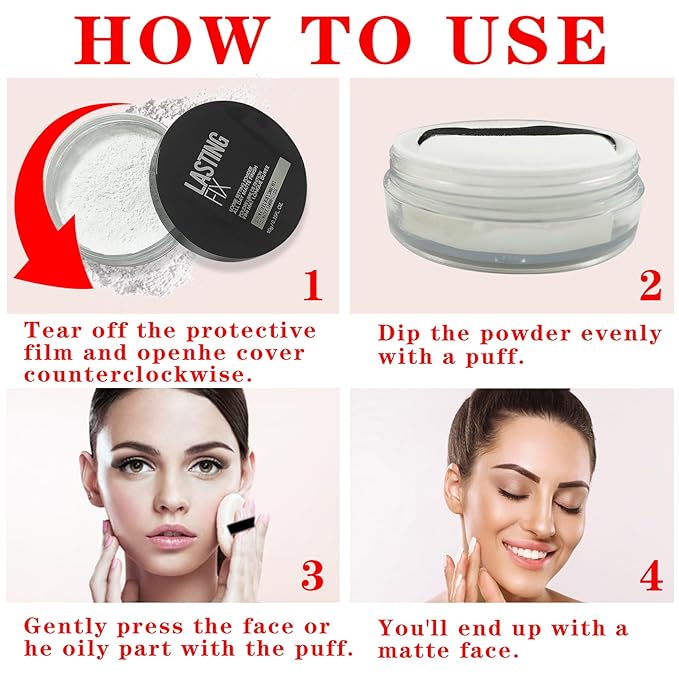 White Setting Powder Translucent Loose Setting Powder Matte Smooth Oil Control Loose Face Powder Waterproof Long Lasting Lightweight Setting Powder Makeup-BrightBean Baby